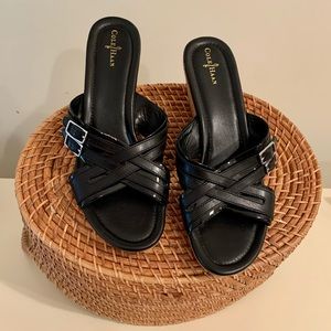Cole Haan Black Wedge Mules NWOT